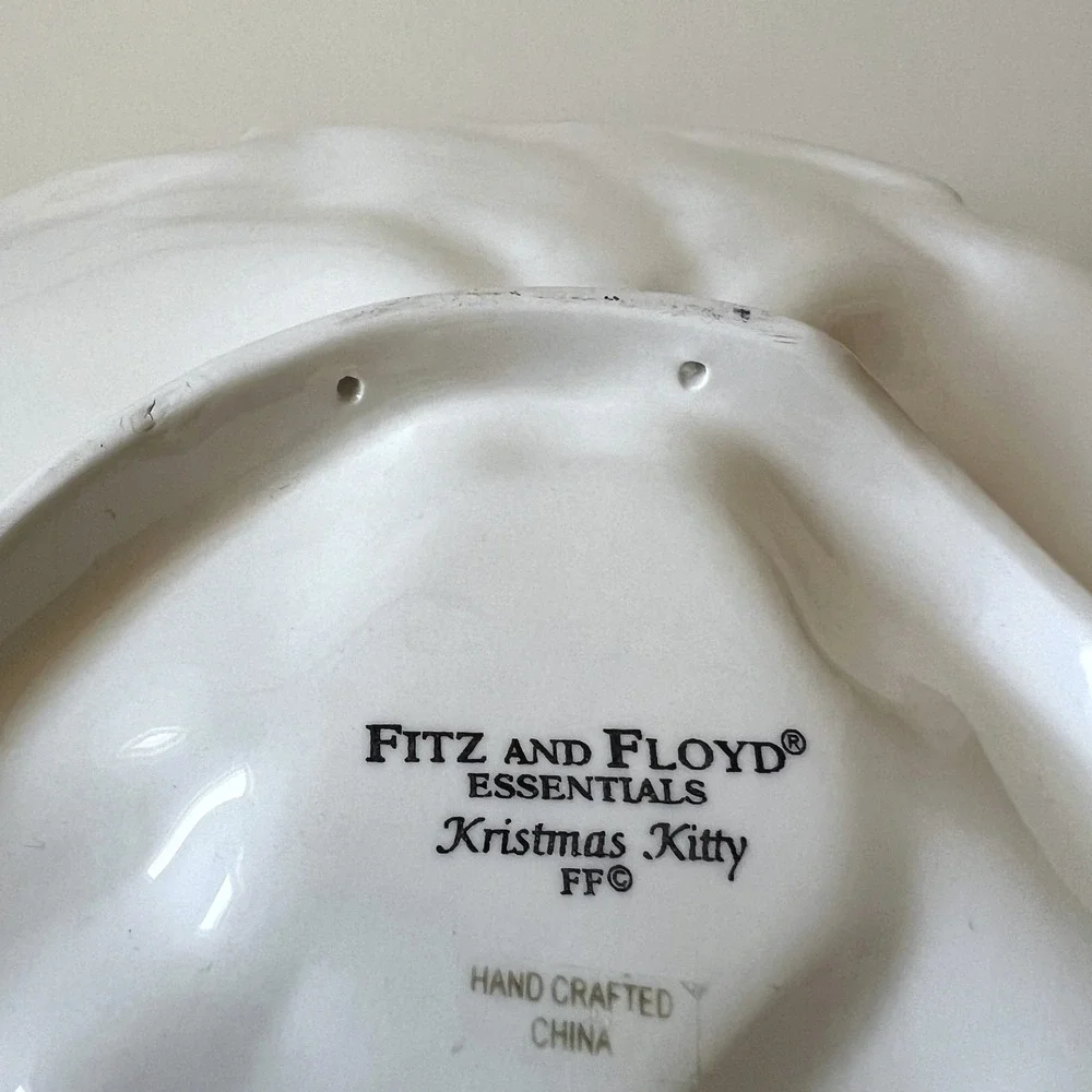 Vintage Fitz & Floyd Kristmas Kitty Christmas Cat Canape Plate 9
